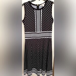 Michael Kors Black and White A-Line Midi Dress